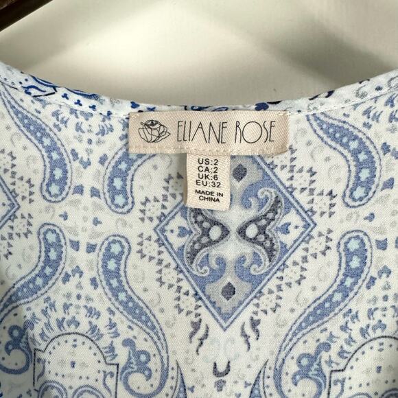 Eliane Rose Blue & White Print V-neck Splice Drawstring Sleeveless Jumpsuit - Picture 6 of 10